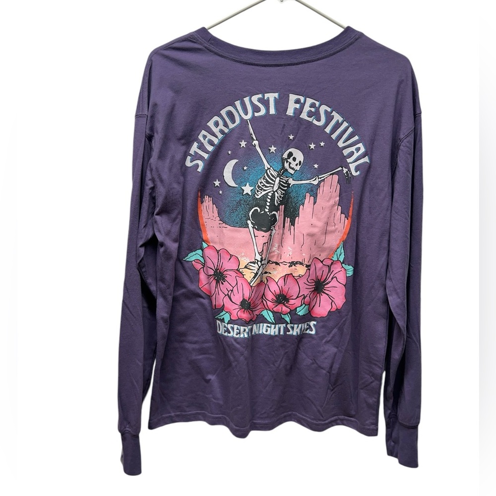NWT Mighty Fine Stardust Festival purple pink skull long sleeve shirt XS